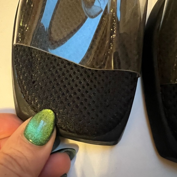 Liz Claiborne Clear Band Black Beach Platform Slides - Picture 8 of 8